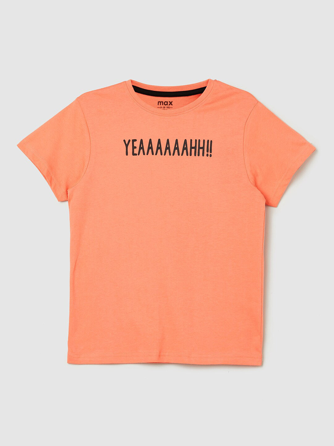 

max Boys Orange Typography T-shirt