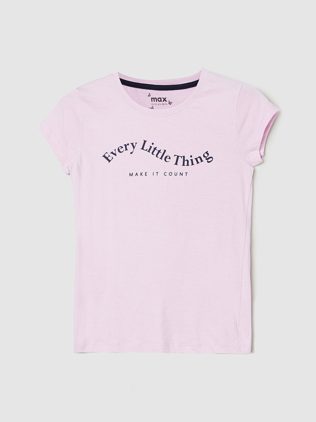 

max Girls Purple Typography Printed Pure Cotton T-shirt
