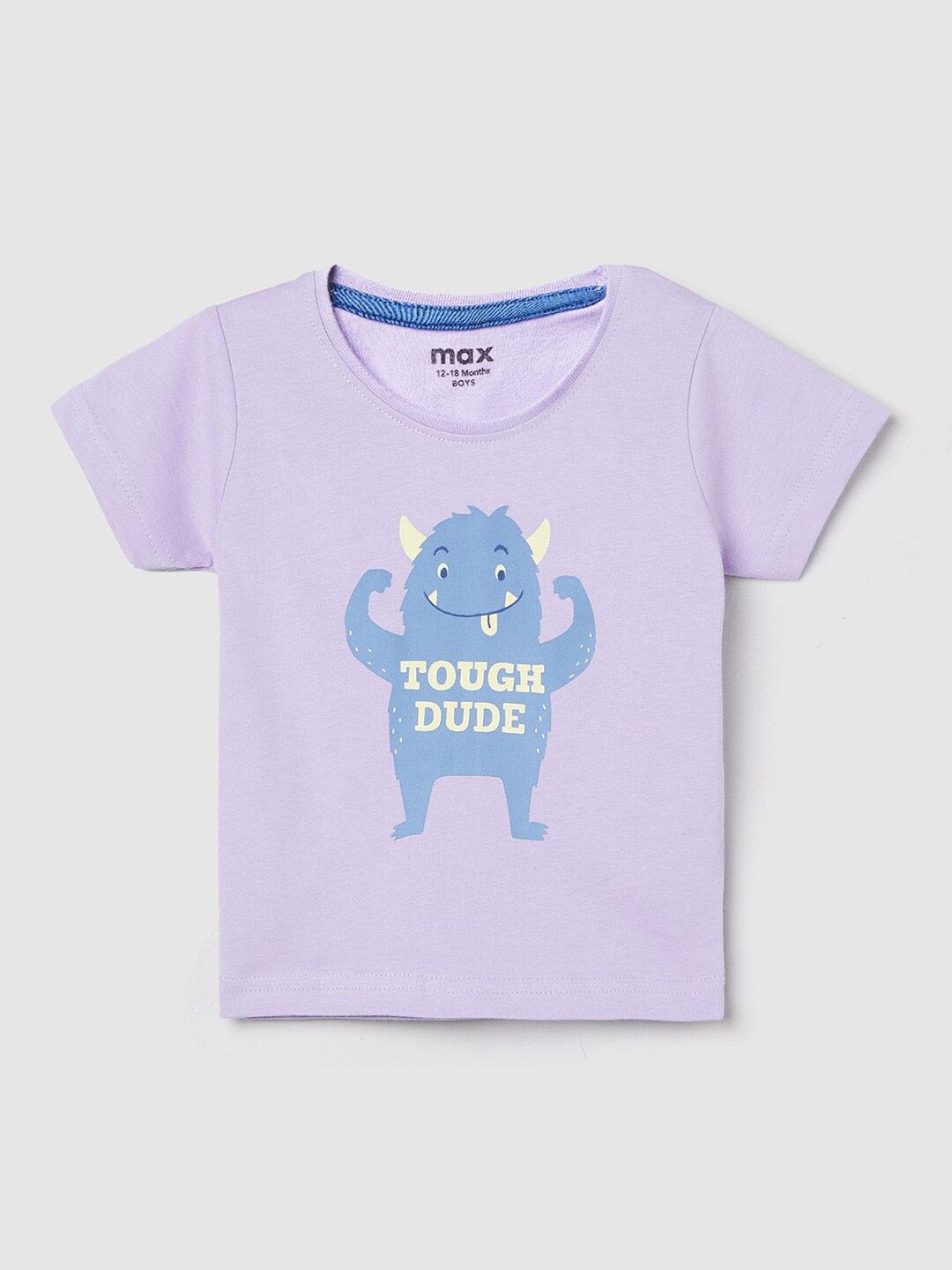 

max Boys Purple Typography Printed T-shirt