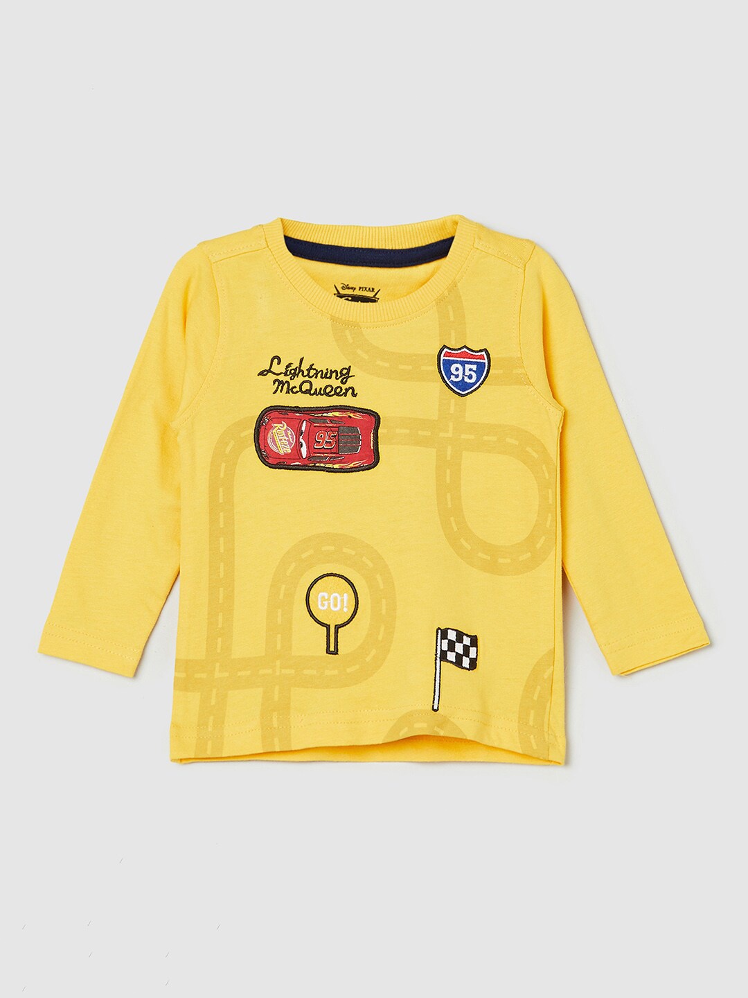 

max Boys Yellow Printed Applique T-shirt