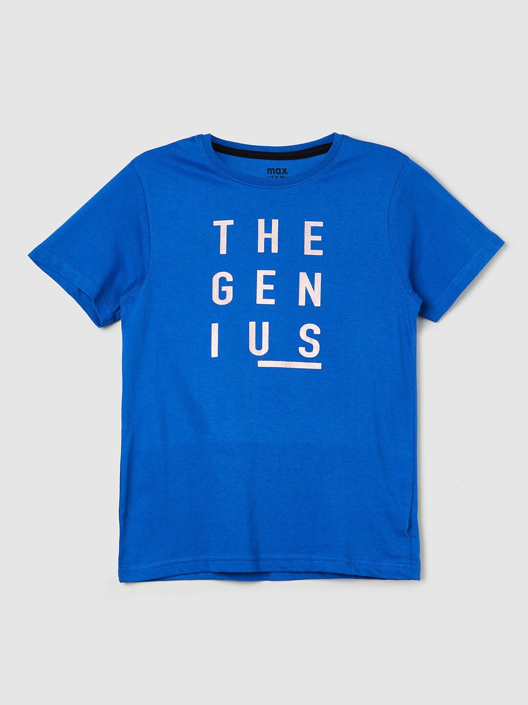 

max Boys Blue Typography Printed Cotton T-shirt