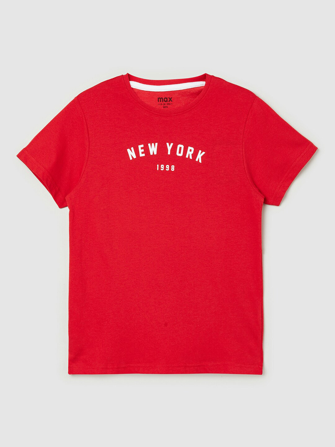 

max Boys Red Typography Printed Applique T-shirt