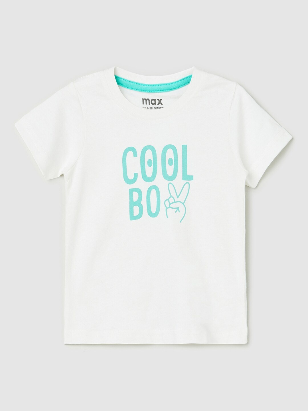 

max Boys White Typography Printed Applique T-shirt