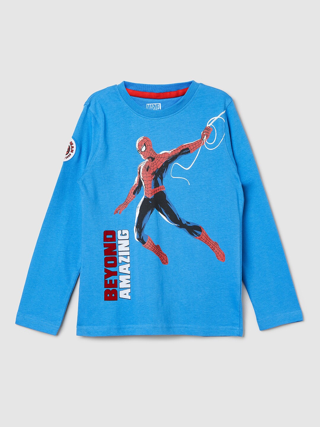 

max Boys Blue & Red Spider-Man Pure Cotton Printed T-shirt