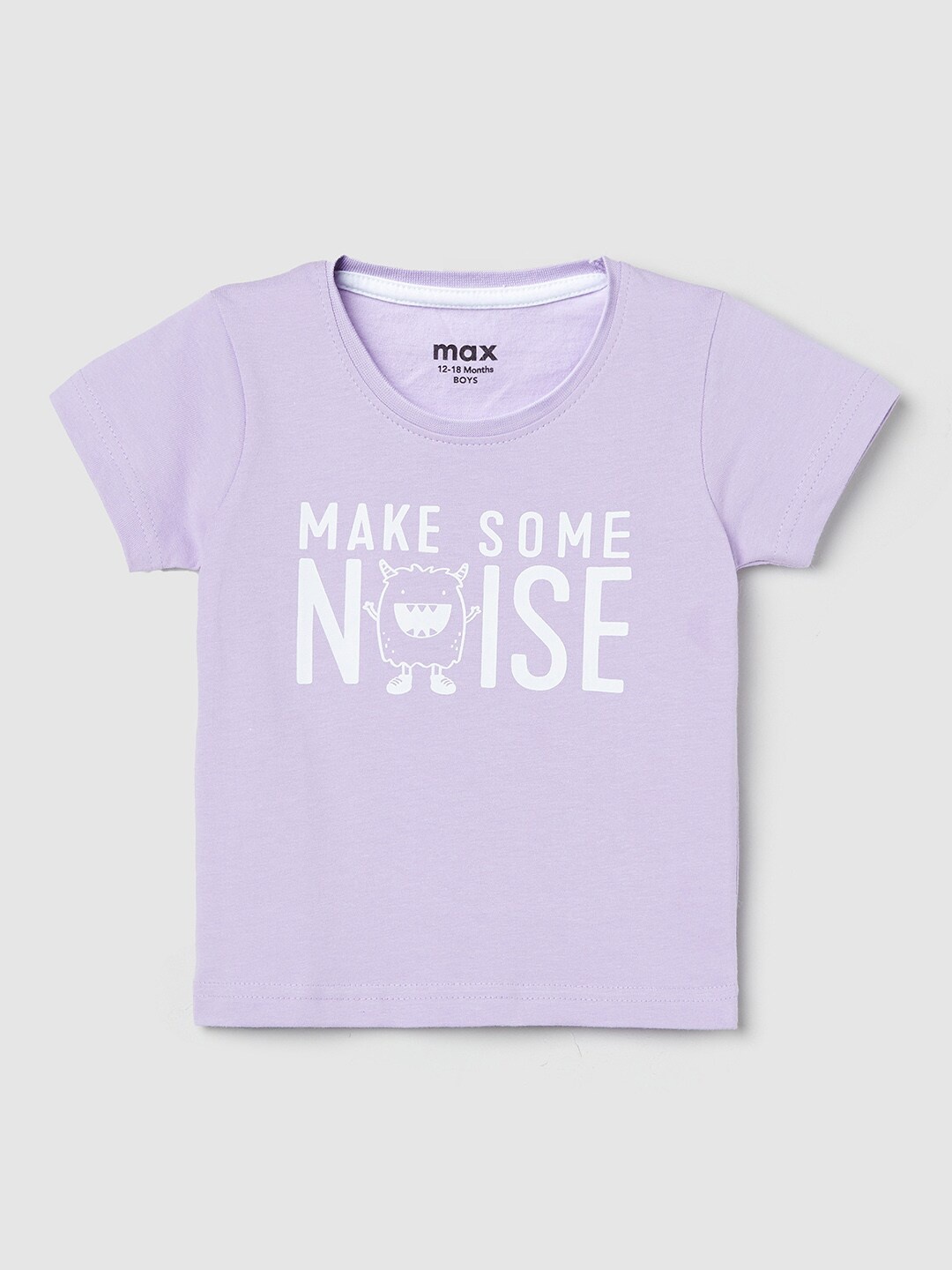 

max Boys Purple Typography Printed Pure Cotton T-shirt