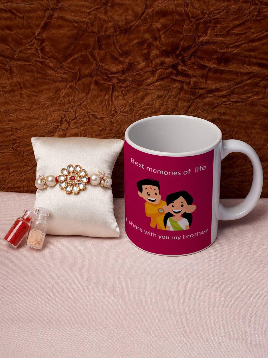 

Crazy Corner Red & White Rakhi With Mug & Roli Chawal