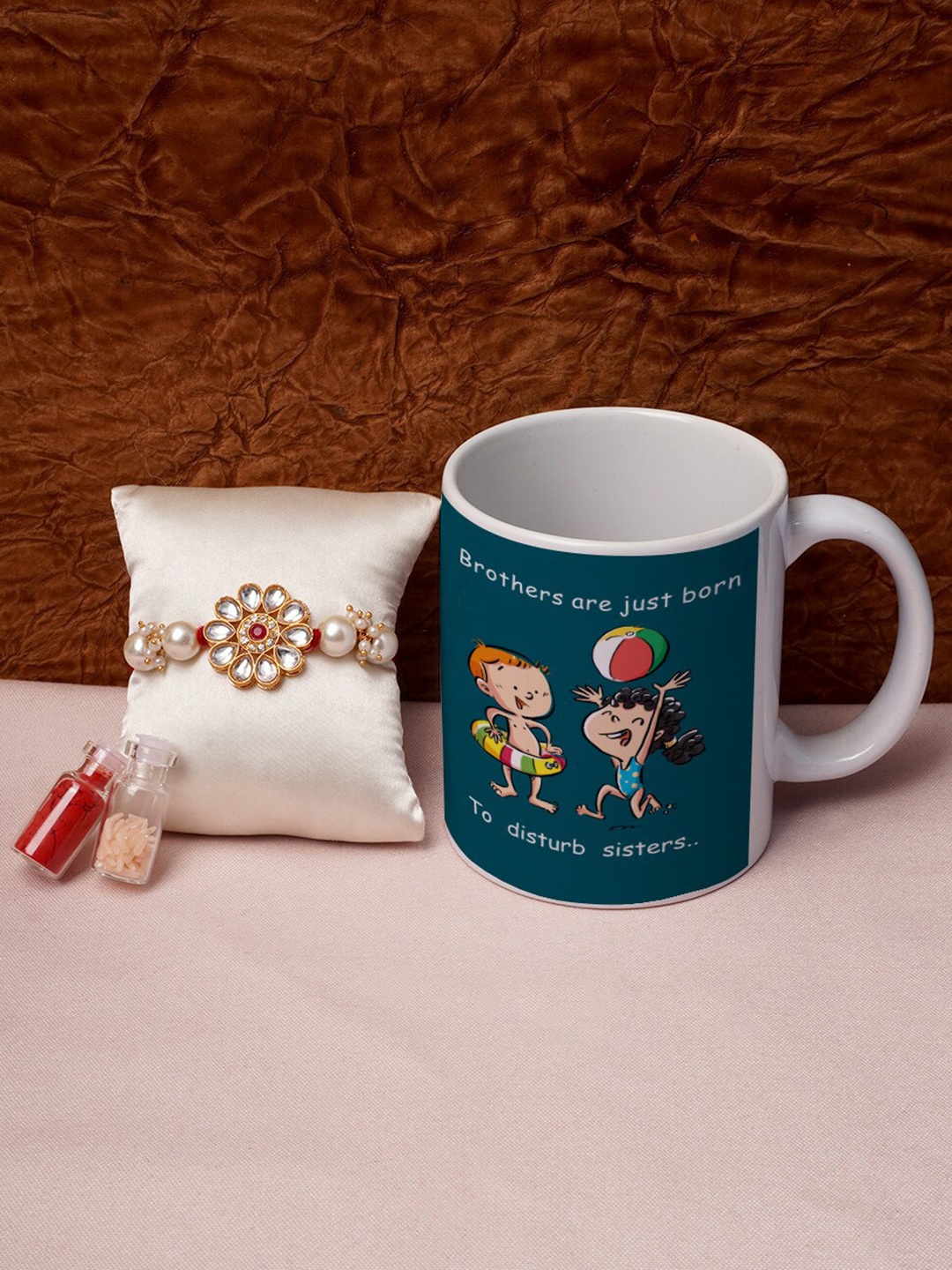 

Crazy Corner Red & White Rakhi With Mug & Roli Chawal