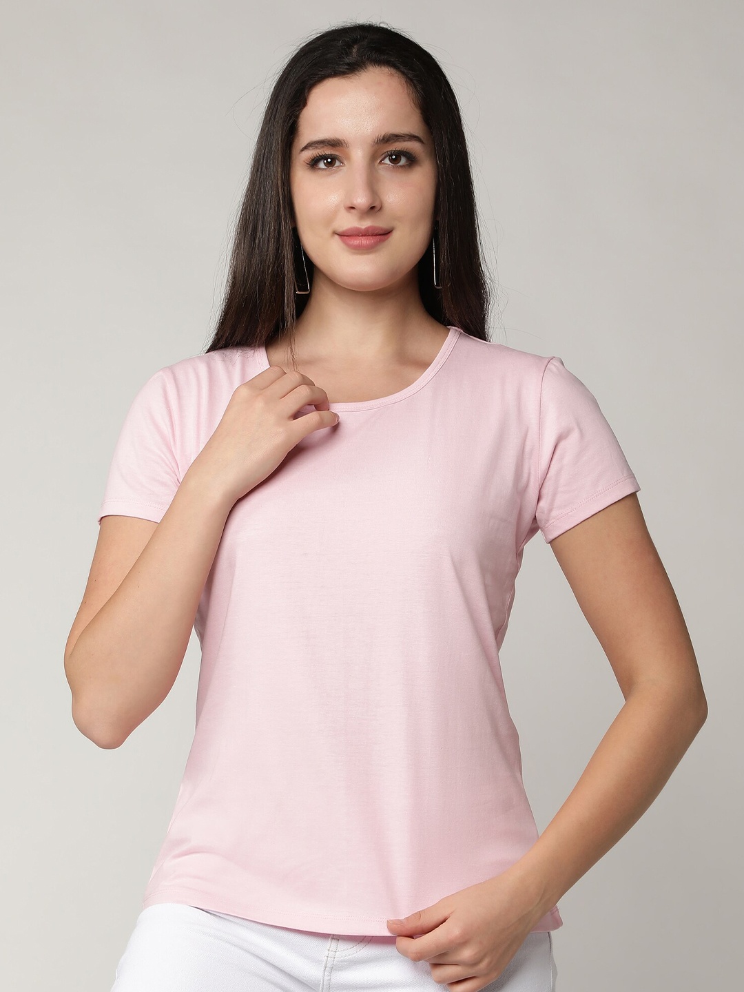 

CLUB A9 Women Pink Pure Cotton Bio Finish T-shirt