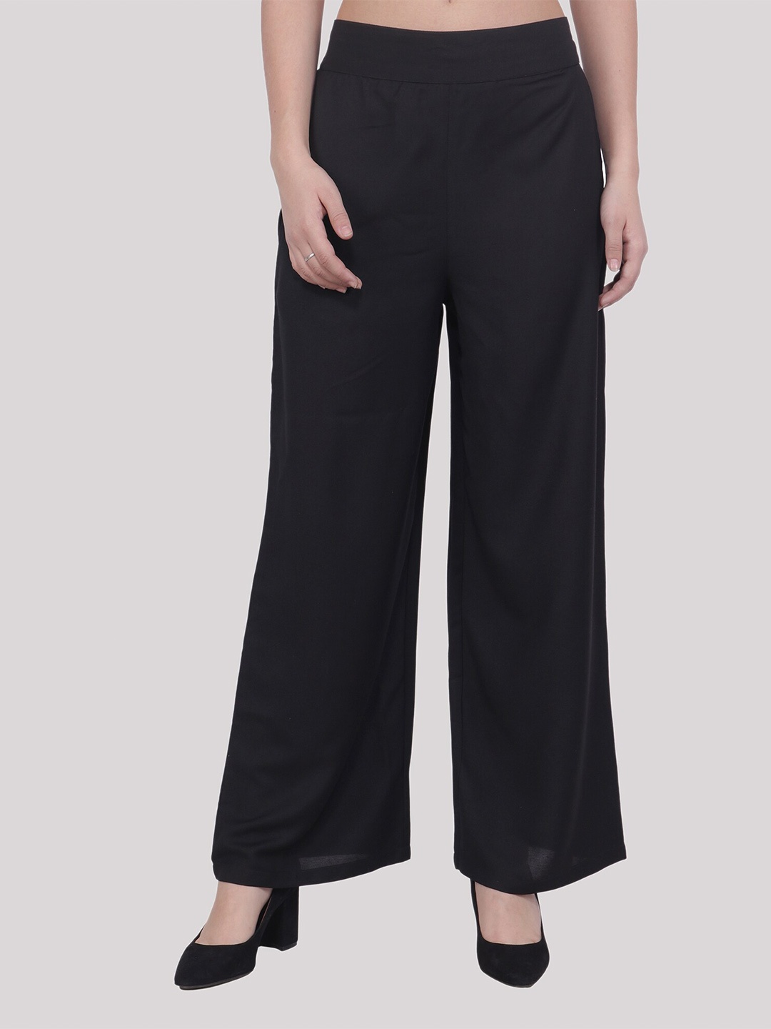 

Popwings Women Black Rayon Regular Fit Palazzo