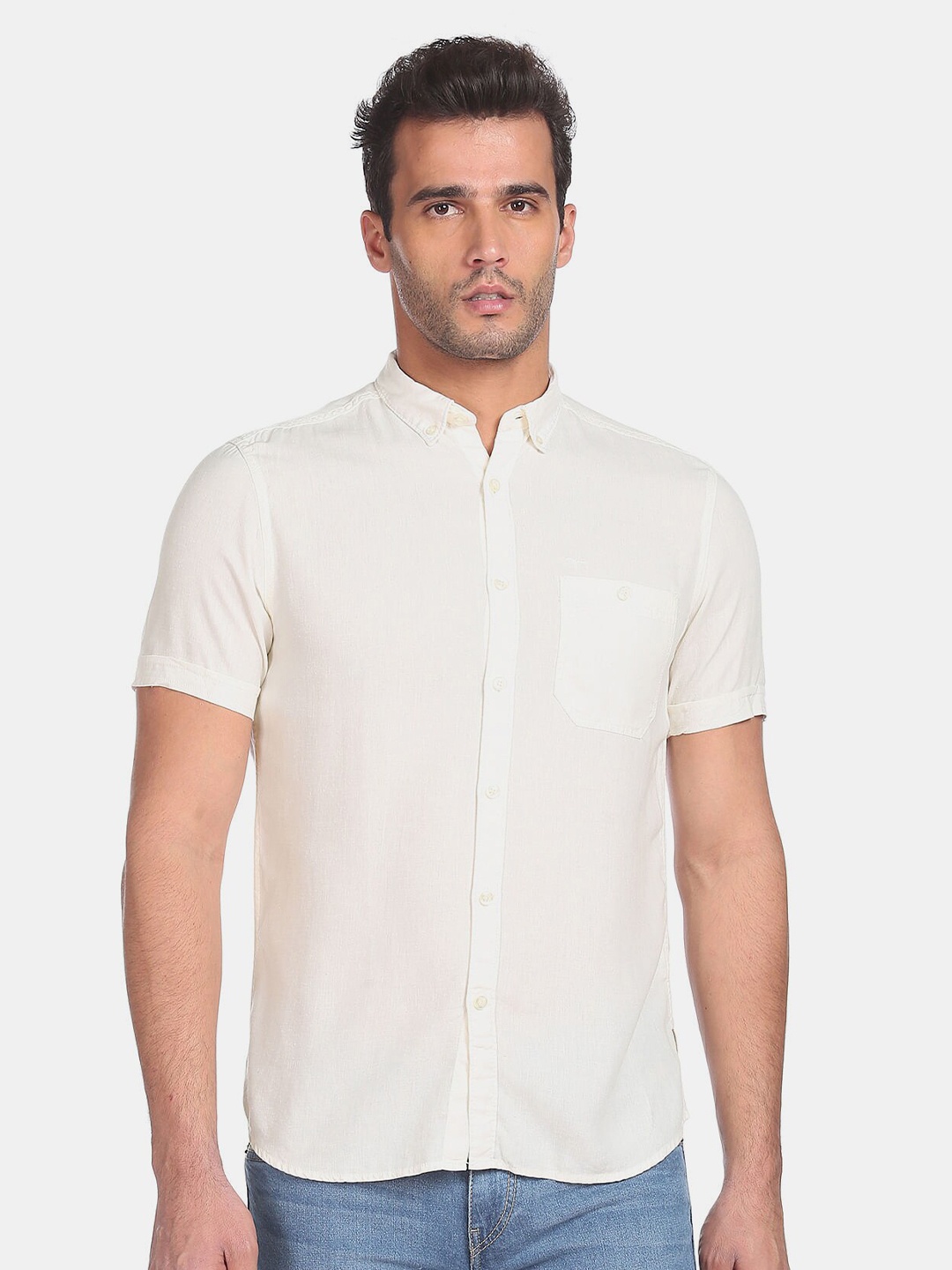 

Flying Machine Men White Casual Shirt