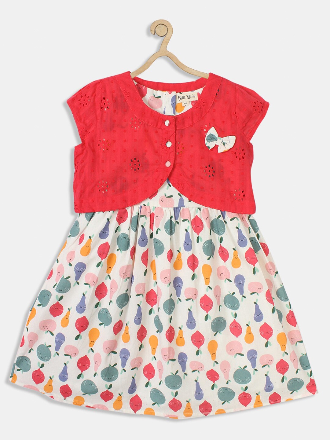 

Bella Moda Red and Multi-colored Printed Fit and Flare Dress