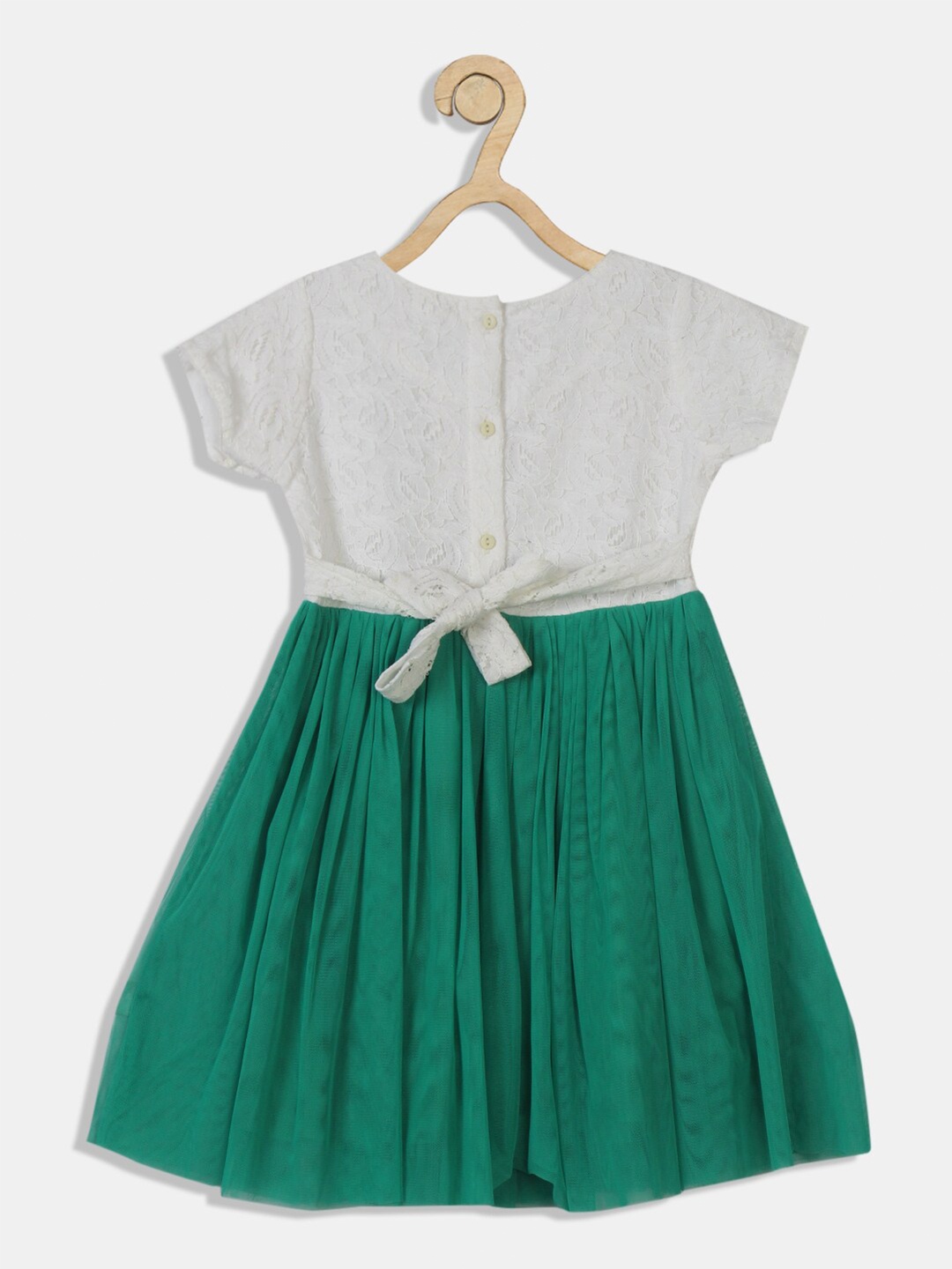 

Bella Moda girls Sea Green Fit & Flare Cotton Solid Cap Sleeve Party Wear Girls Dress