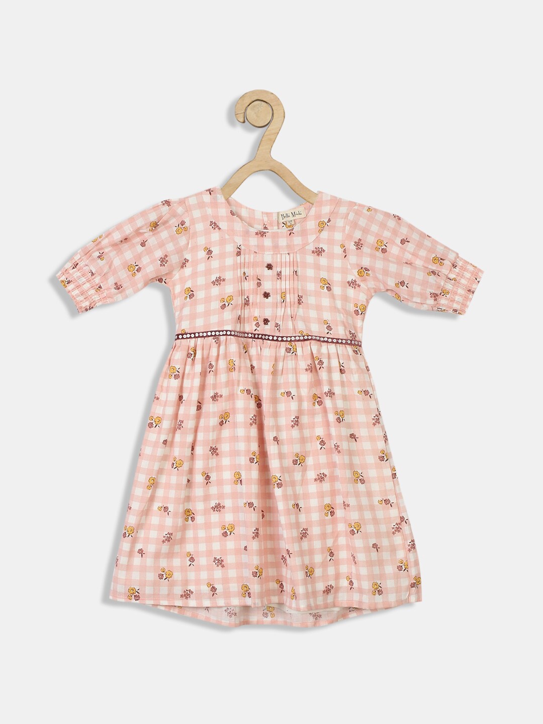 

Bella Moda Kids Girls Pink Floral Printed A-Line Dress