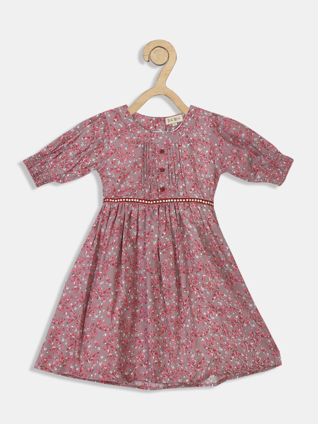 

Bella Moda Grey & Burgundy Floral Dress