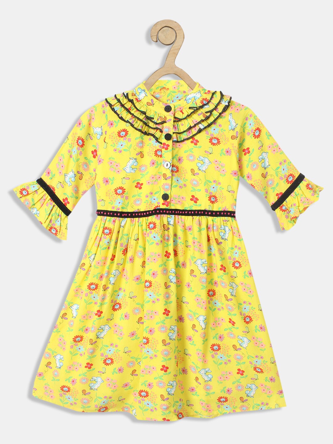 

Bella Moda Yellow Floral Peter Pan Collar Dress