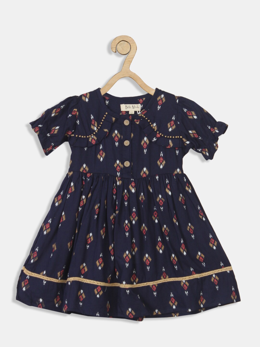 

Bella Moda Girls Blue Fit & Flair Round Neck Floral Dress