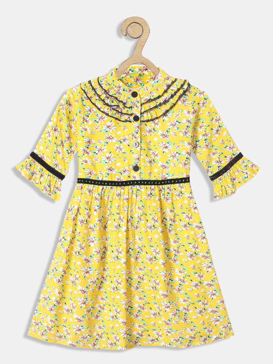 

Bella Moda Yellow Floral Fit & Flare Dress