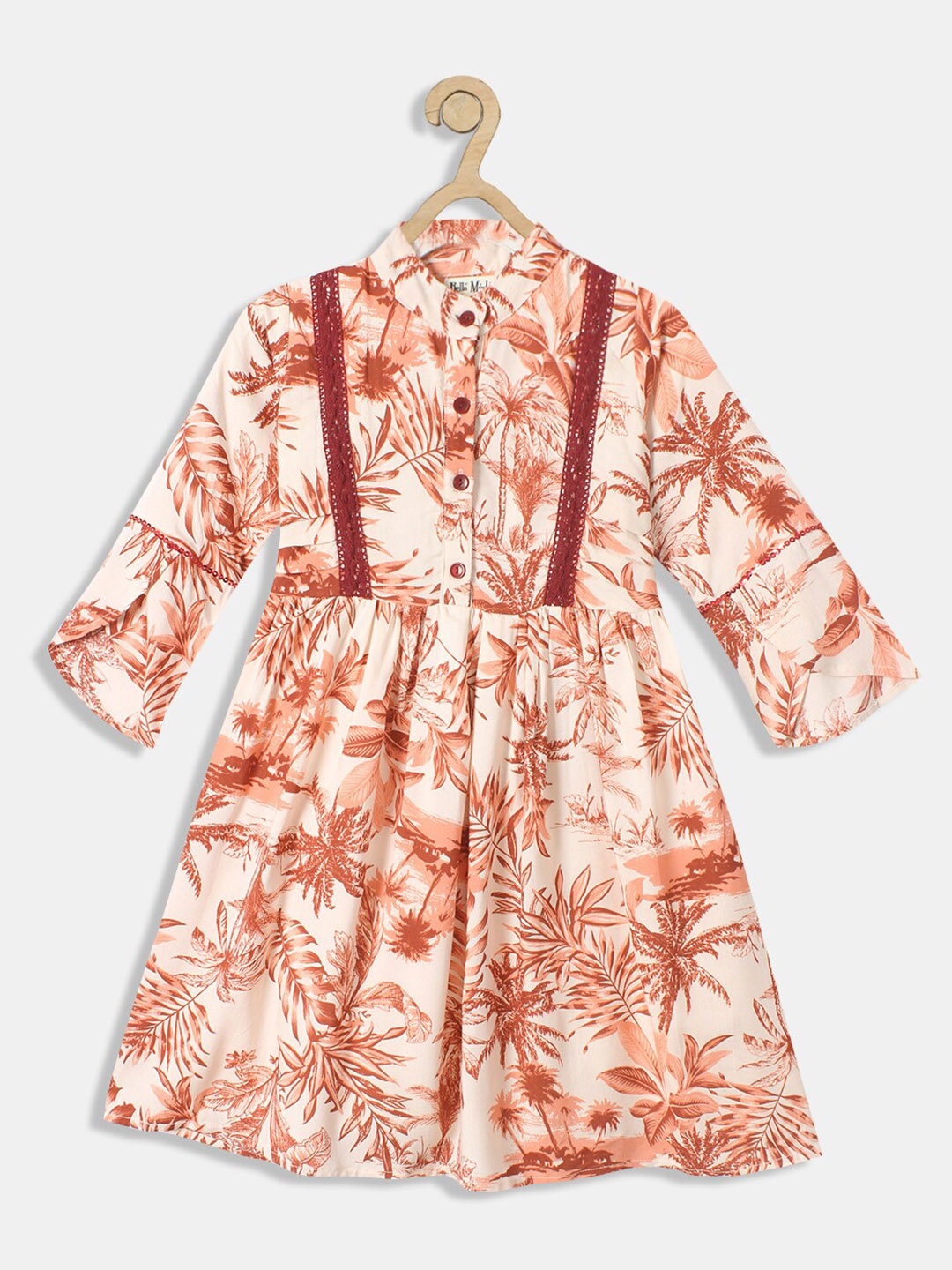 

Bella Moda Girls Off White & Rust Tropical Fit and Flare Dress