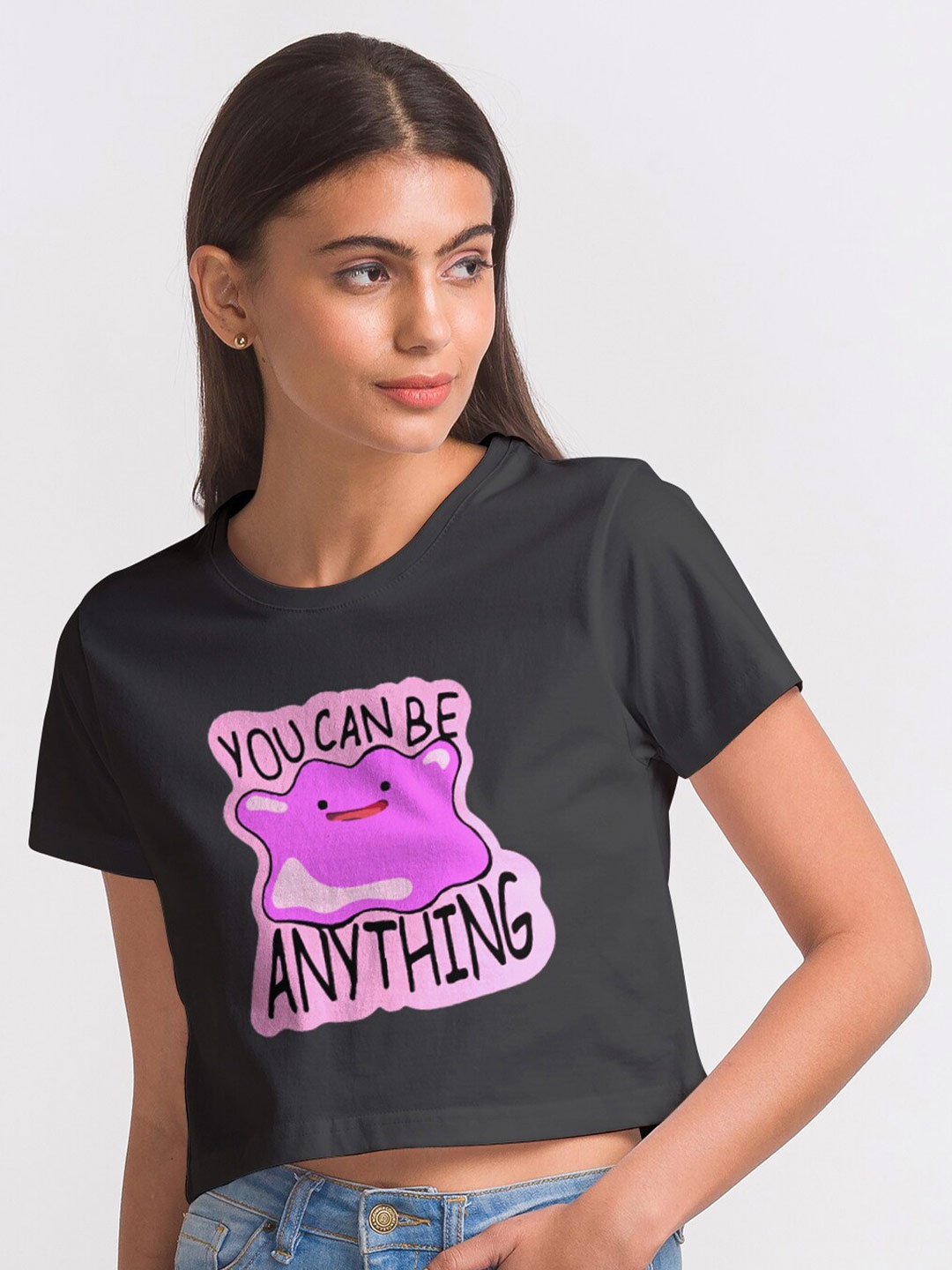 

FashionRack Women Black & Purple Typography Printed Antimicrobial Applique T-shirt