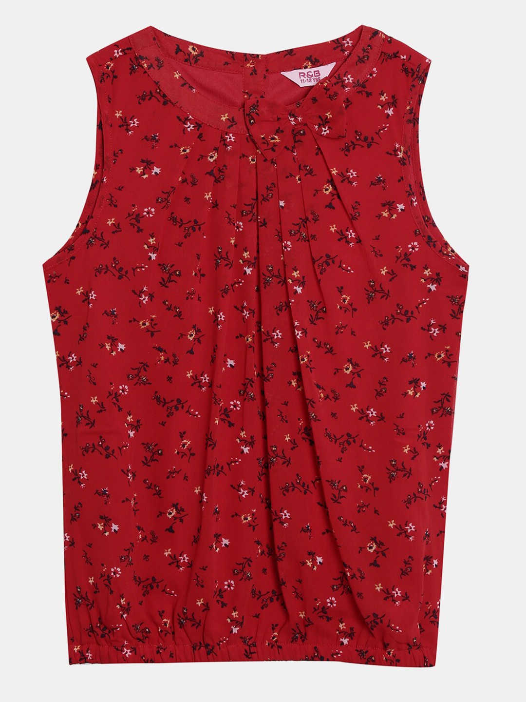 

R&B Girls Red & Black Floral Print Top