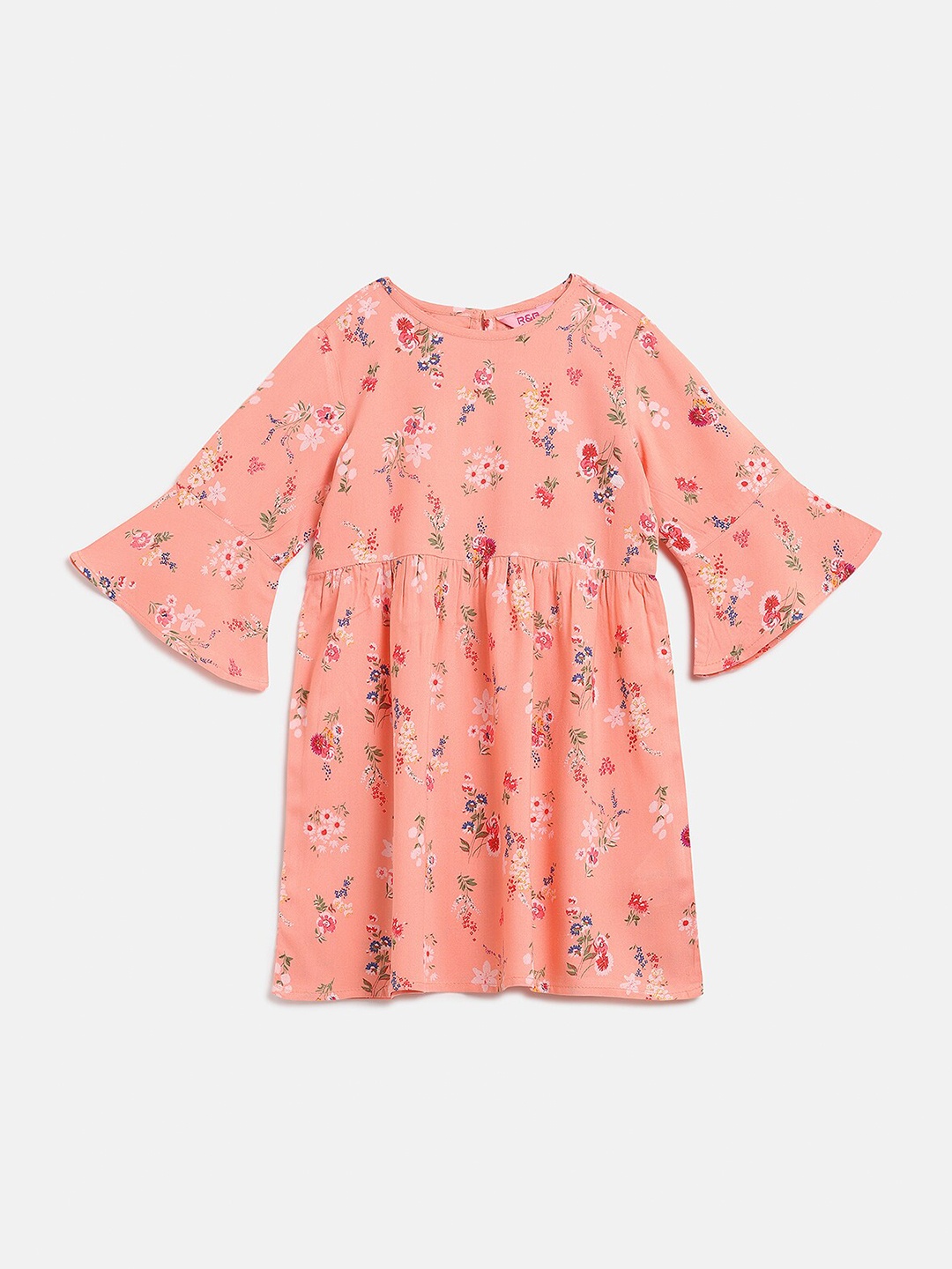 

R&B Girls Peach-Coloured Floral Print Top