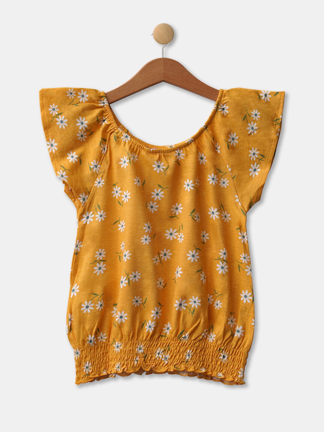 

R&B Yellow Floral Print Blouson Top