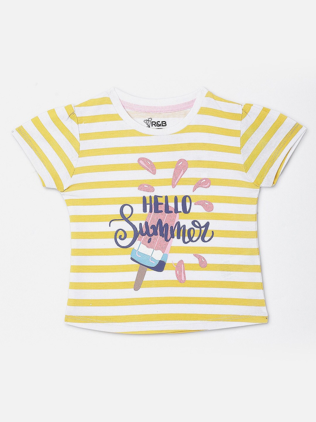 

R&B Yellow & White Horizontal Striped Top