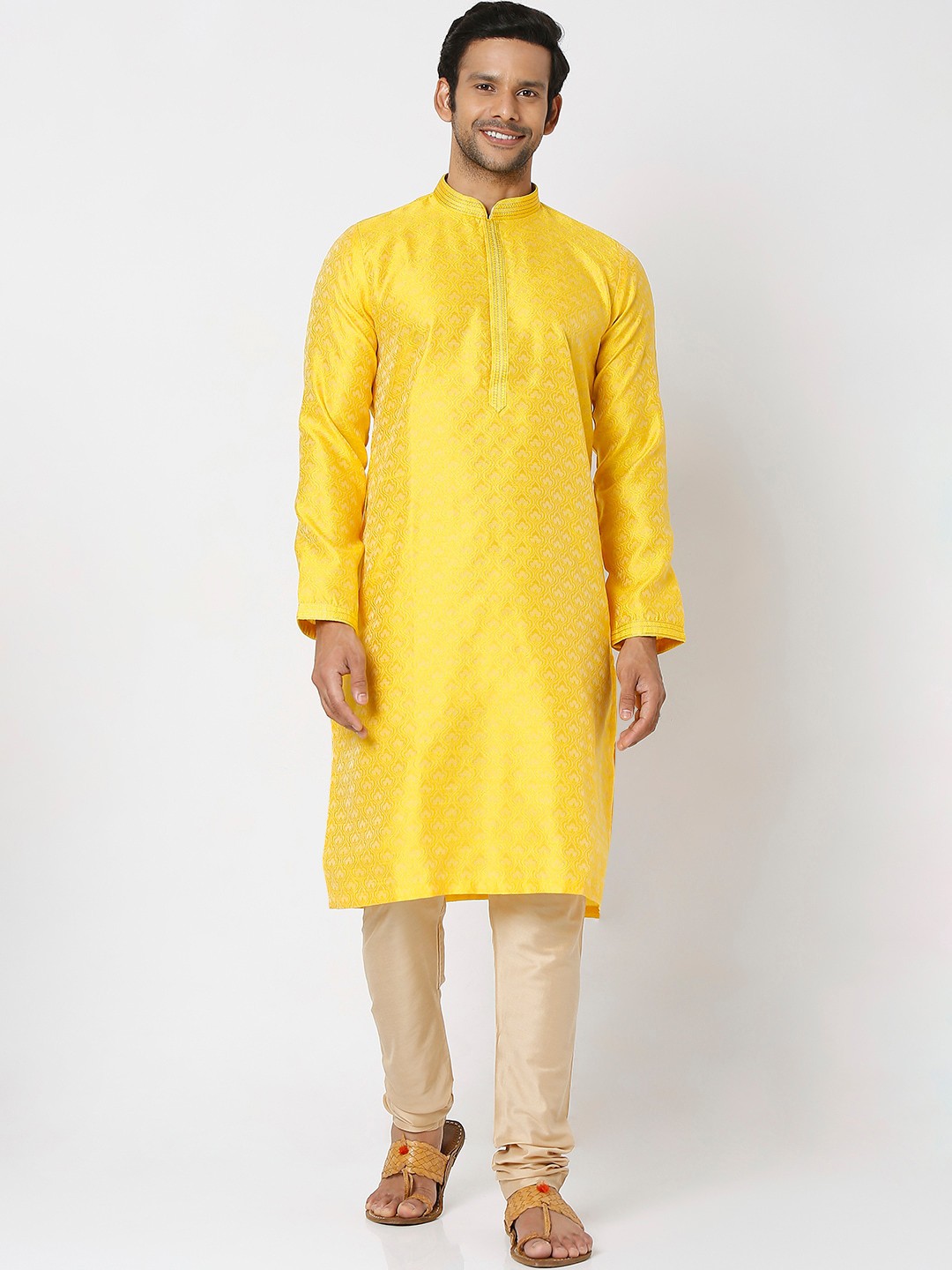 

Ethnicity Men Yellow Ethnic Motifs Kurta with Churidar