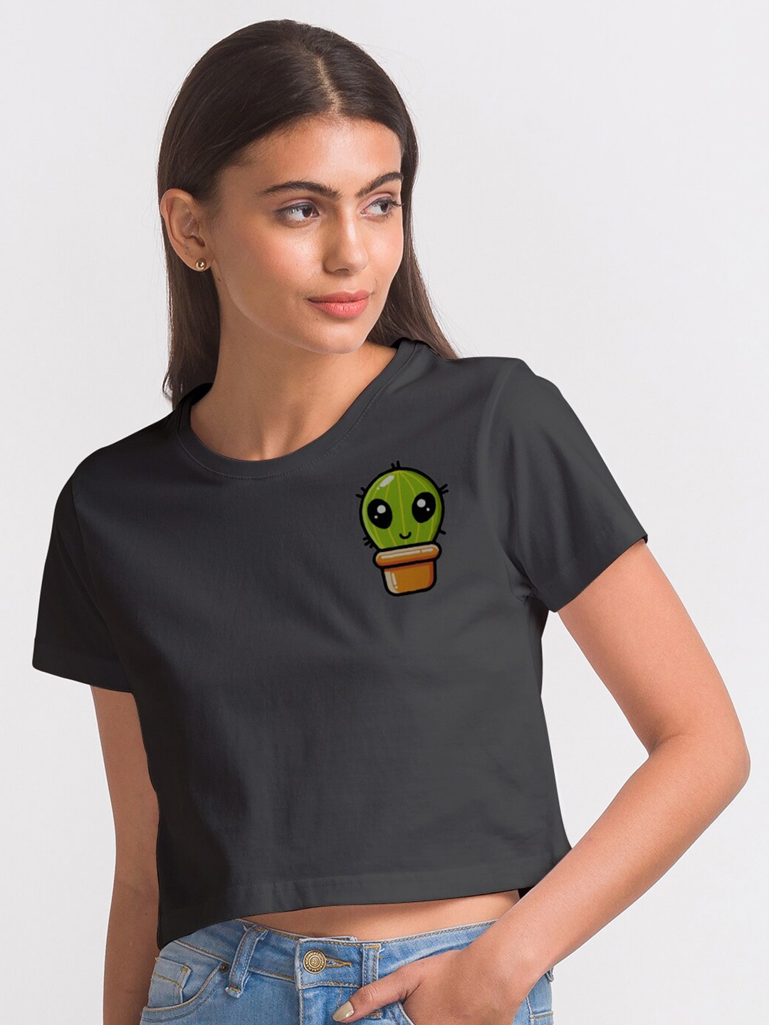 

FashionRack Women Charcoal & Green Printed Antimicrobial T-shirt