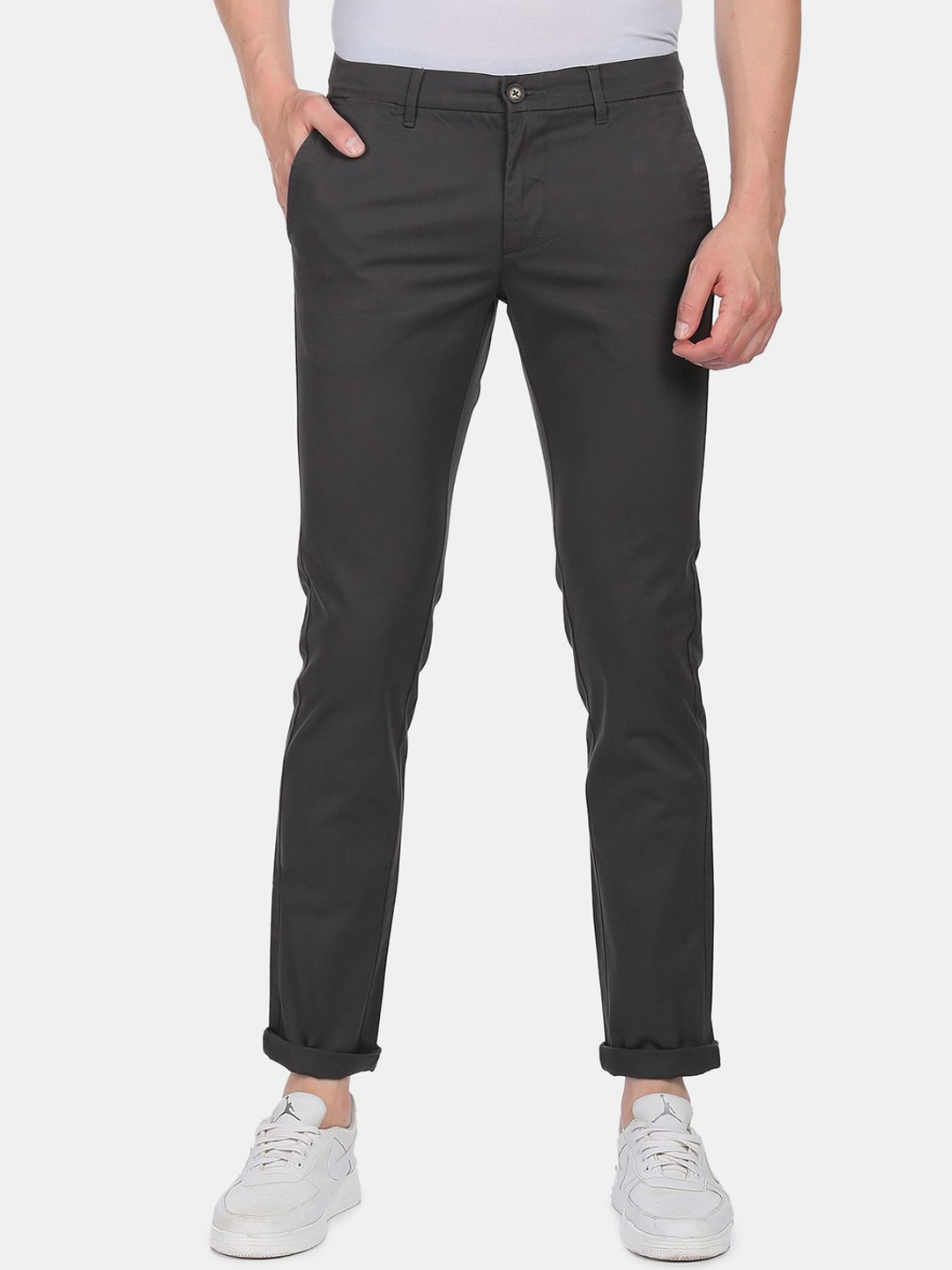 U S Polo Assn Men Charcoal Slim Fit Trousers