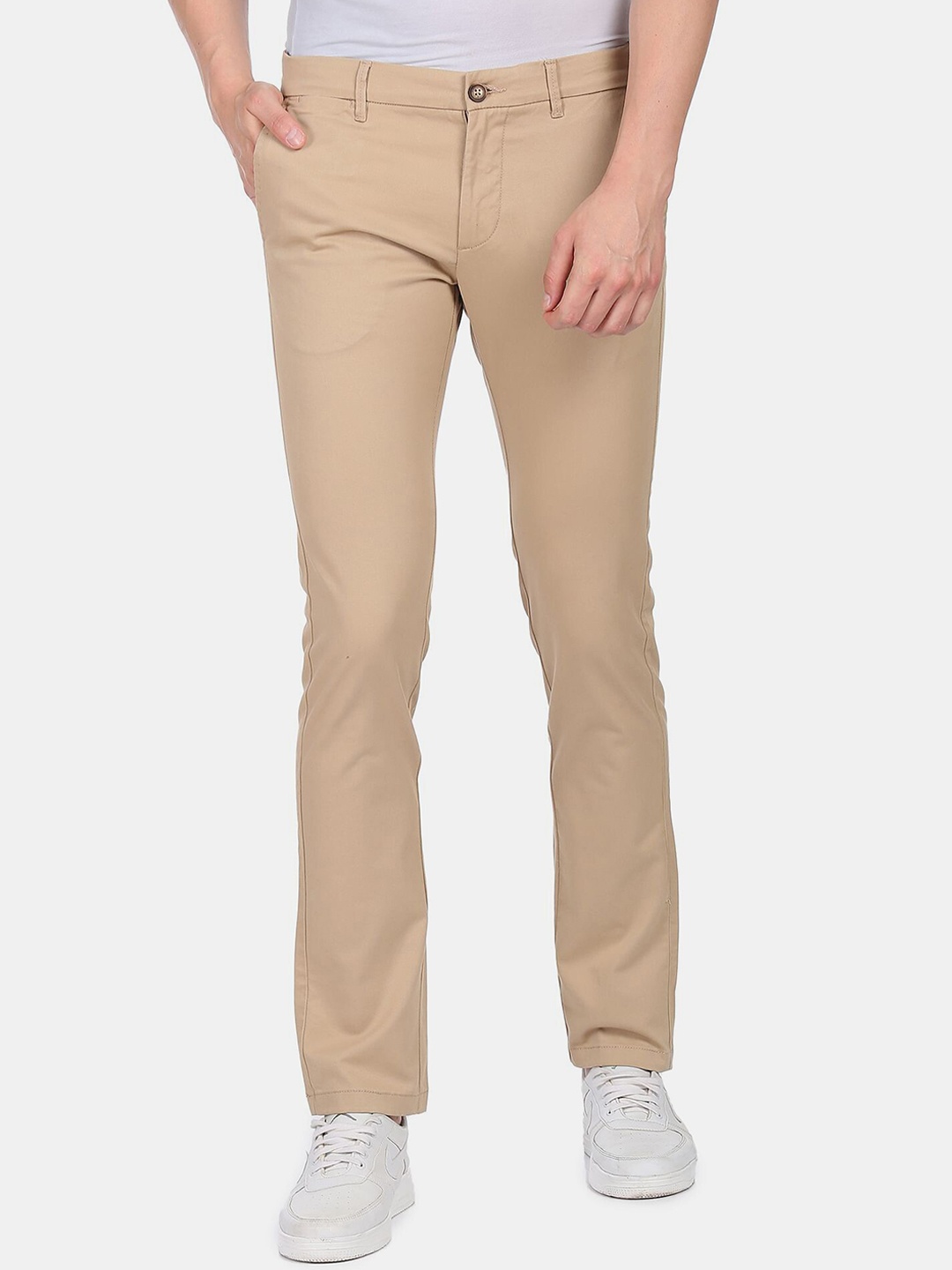 U S Polo Assn Men Brown Slim Fit Solid Trousers