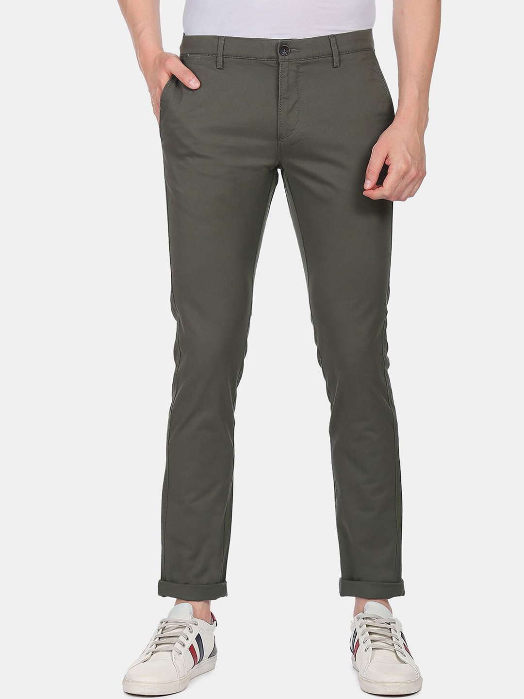 

U S Polo Assn Men Green Mid Rise Regular Fit Trousers