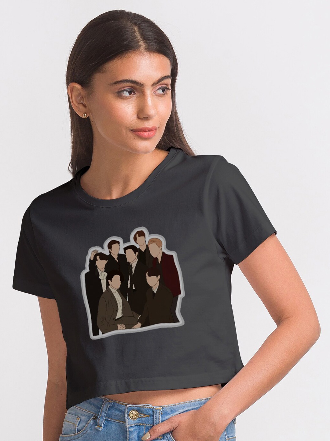 

FashionRack Women Black Printed Bio Finish T-shirt