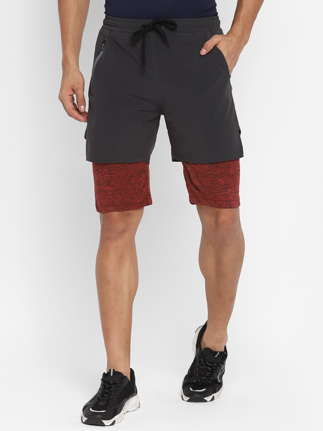 

OFF LIMITS Men Charcoal Solid Training or Gym Shorts