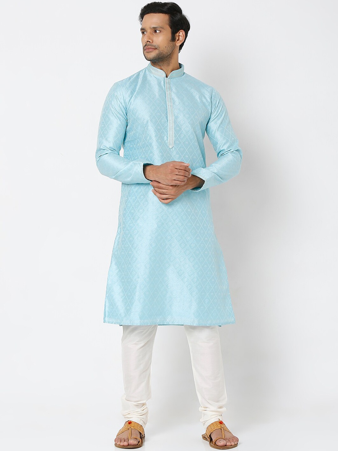 

Ethnicity Men Blue Kurta with Pyjamas