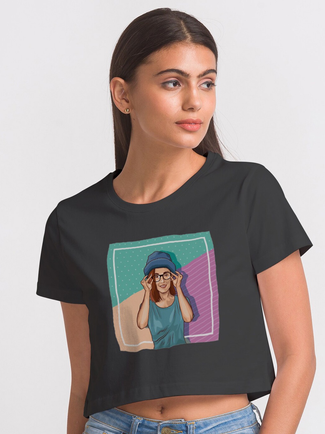 

FashionRack Women Black Printed Antimicrobial Applique T-shirt