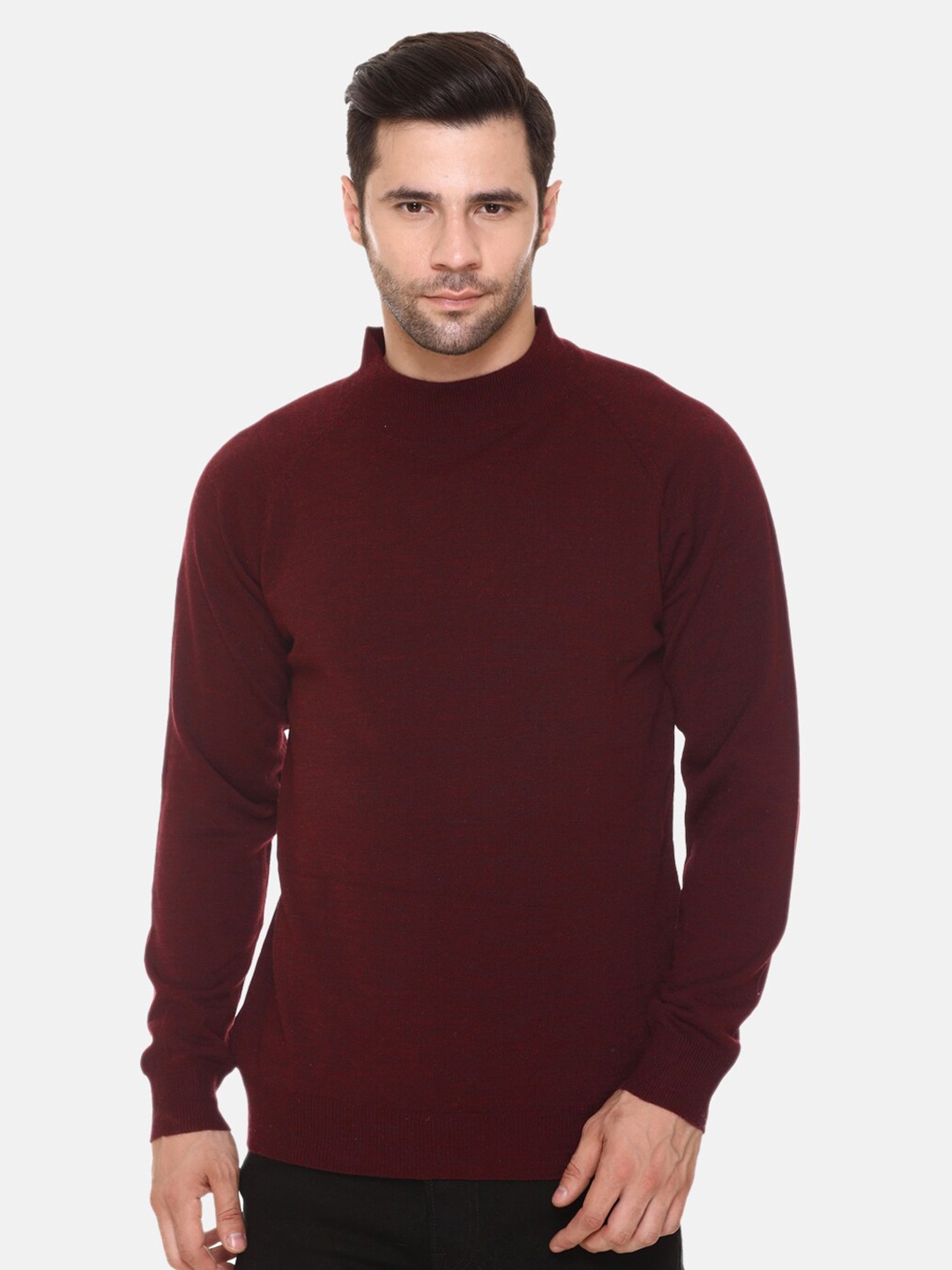 

Aarbee Men Maroon Turtle Neck Sweater