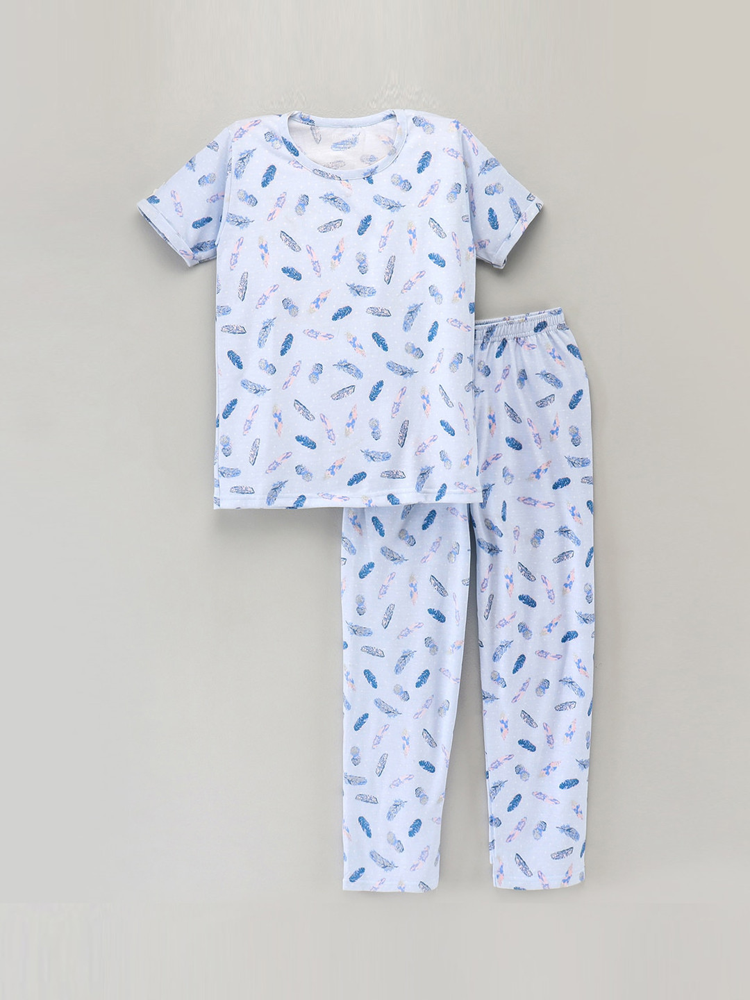 

FUNKRAFTS Girls Cotton Blue & Pink Printed Night suit