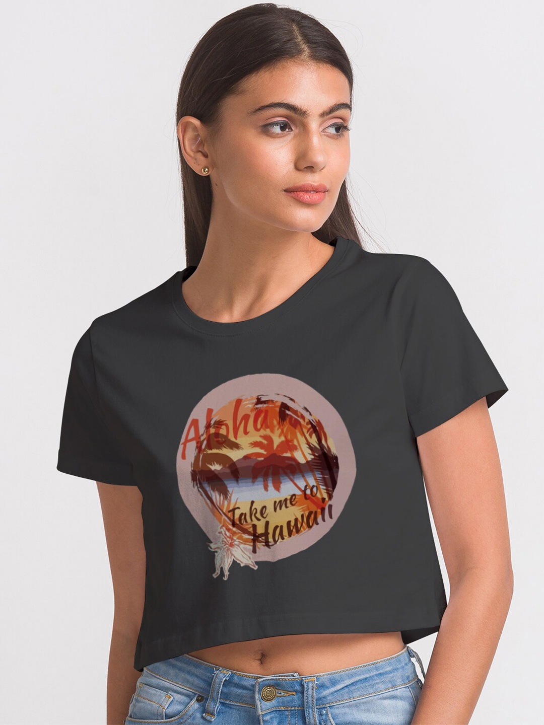

FashionRack Women Black Printed Applique T-shirt