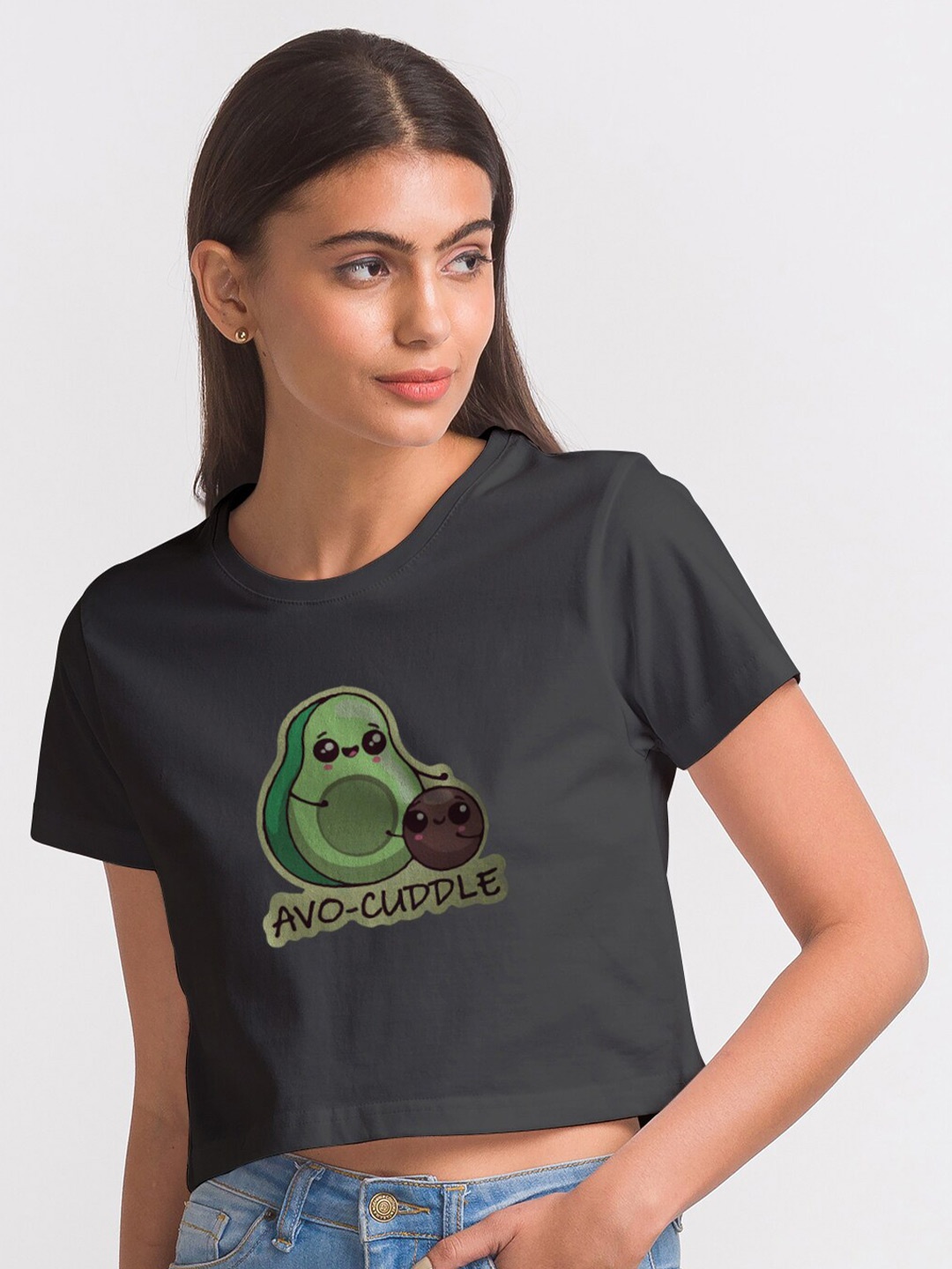 

FashionRack Women Black Printed Antimicrobial Applique Boxy T-shirt