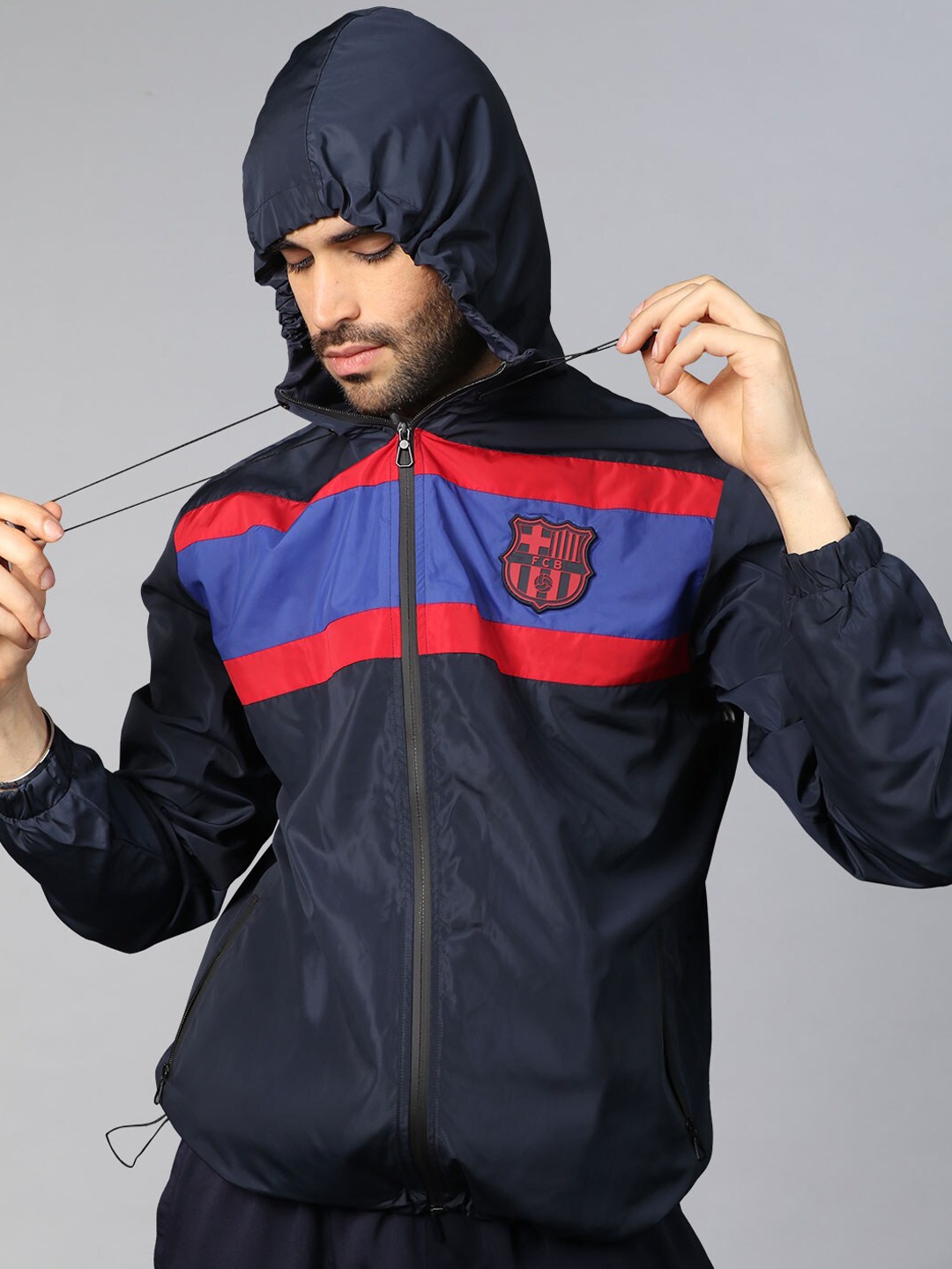 

FC Barcelona Men Navy Blue FC Barcelona Windbreaker Jacket