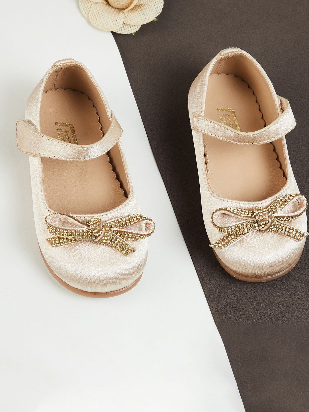 

Fame Forever by Lifestyle Girls Beige Embellished Leather Party Flats