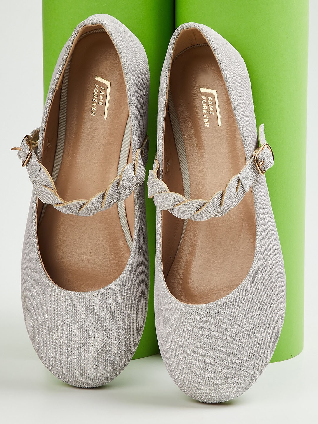 

Fame Forever by Lifestyle Girls Silver-Toned Textured Flats