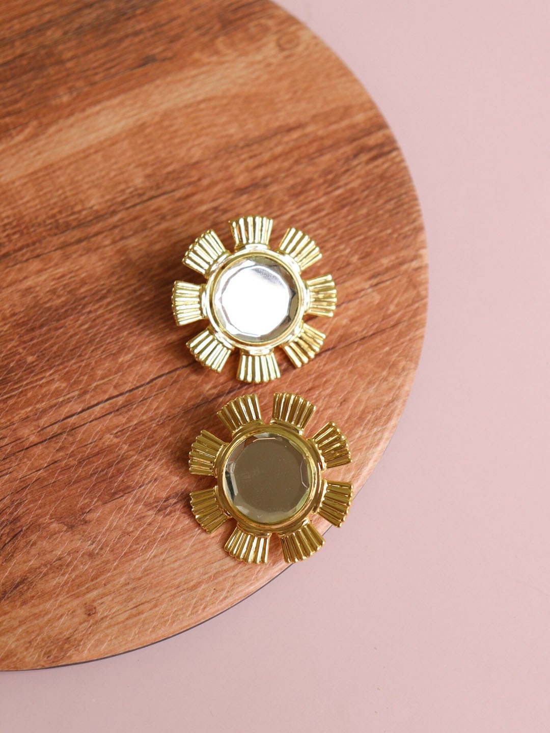 

CURIO COTTAGE White & Gold Plated Contemporary Studs Earrings