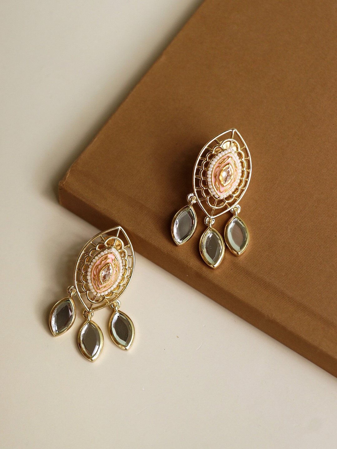 

CURIO COTTAGE Pink Contemporary Drop Earrings