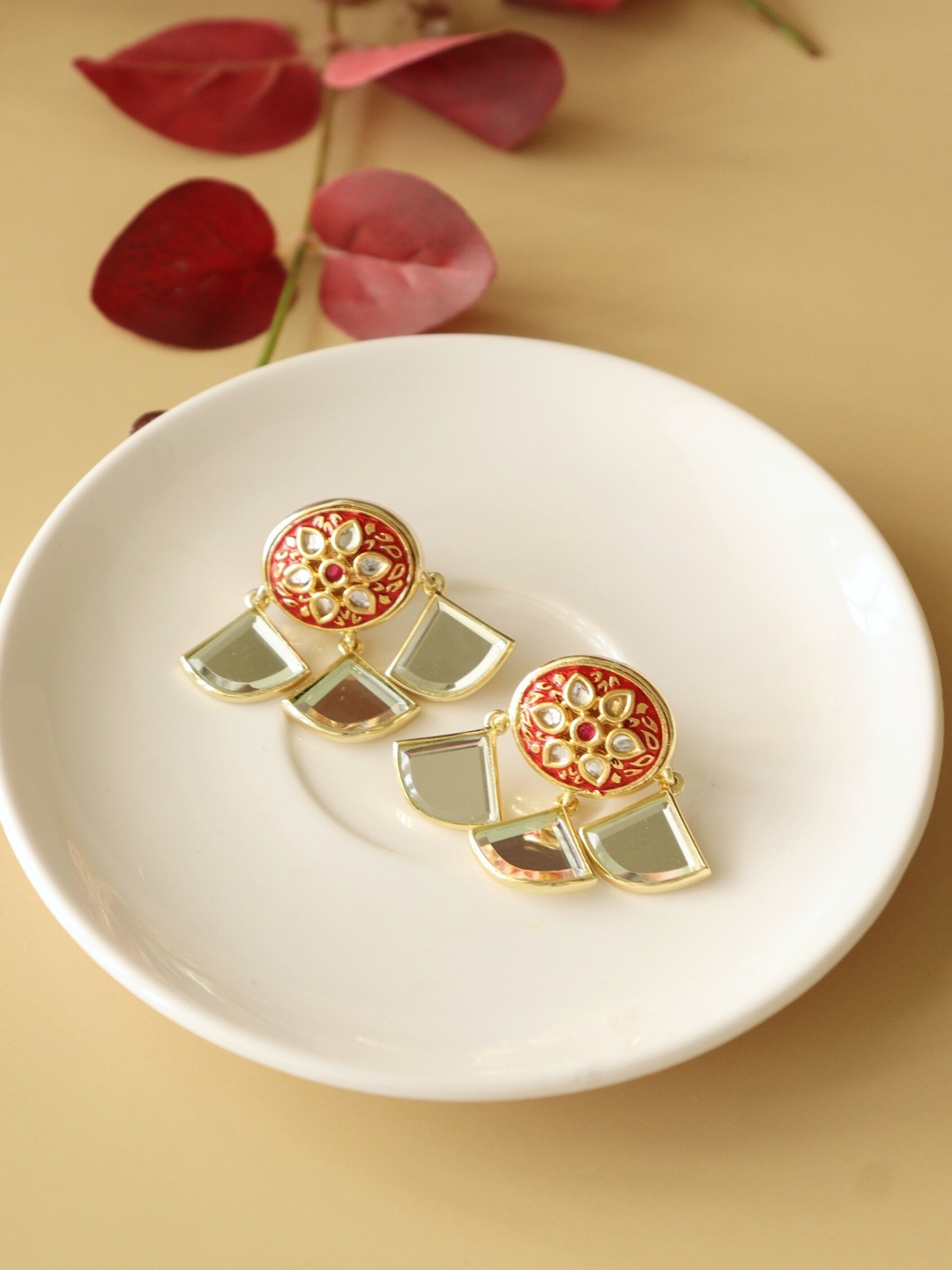 

CURIO COTTAGE Red Contemporary Studs Earrings