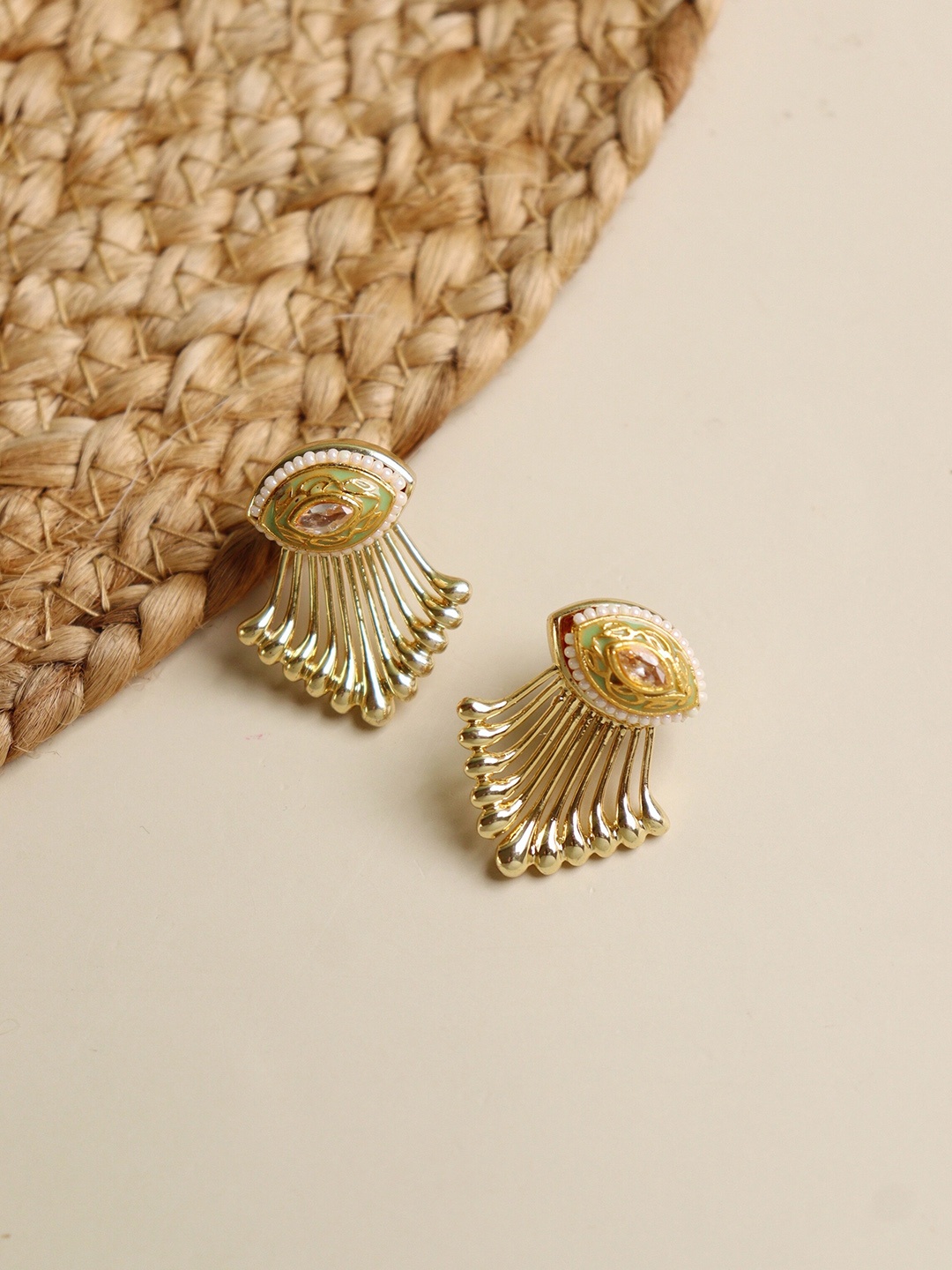 

CURIO COTTAGE Green Contemporary Drop Earrings