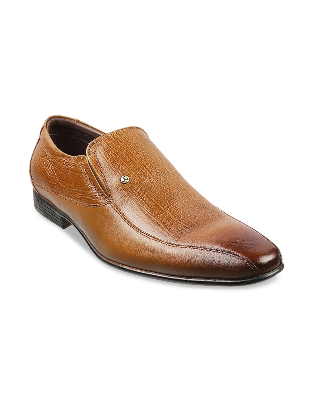 

Mochi Men Tan Brown Textured Formal Loafers
