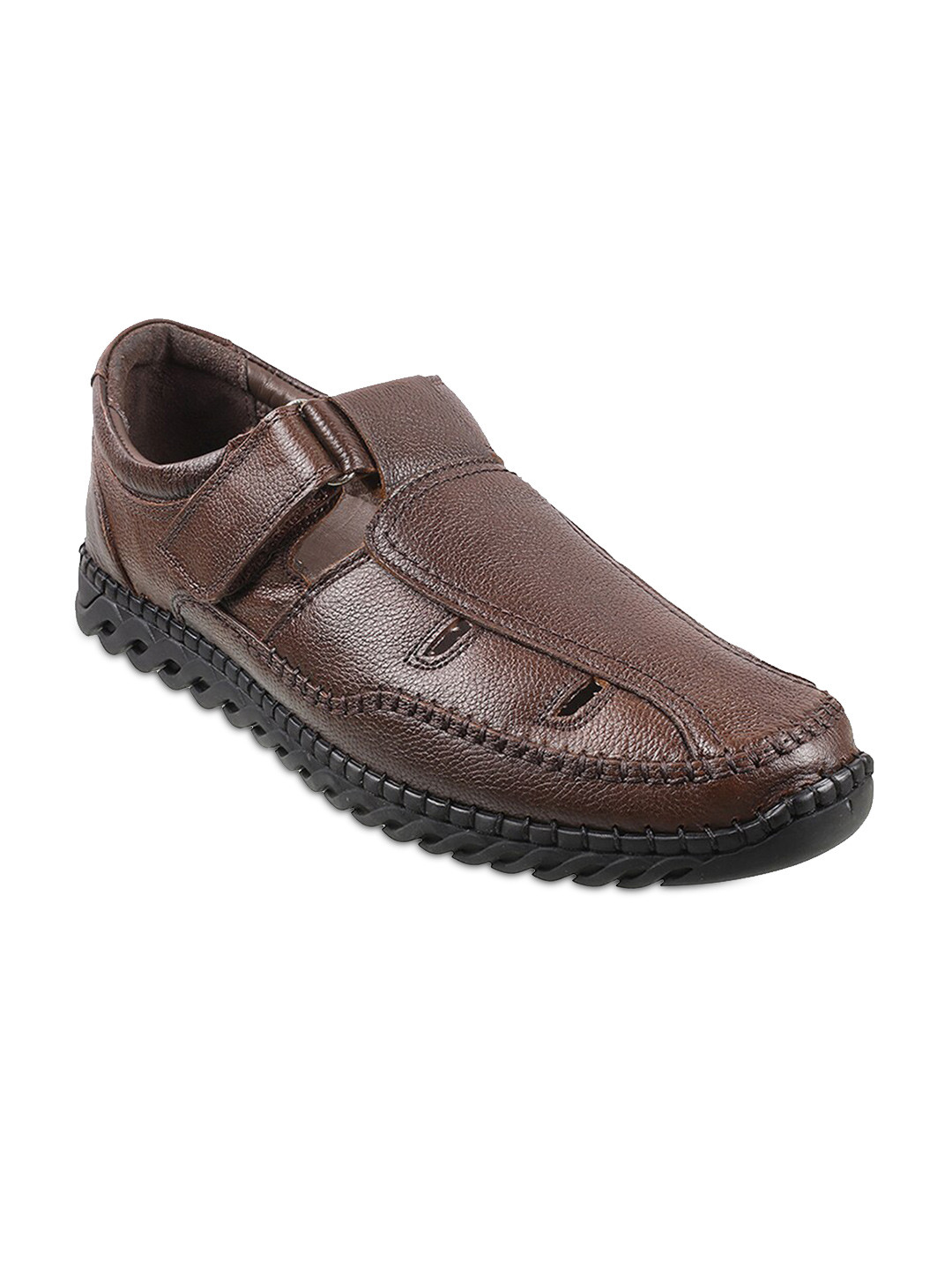 

Mochi Men Brown Leather Shoe-Style Sandals