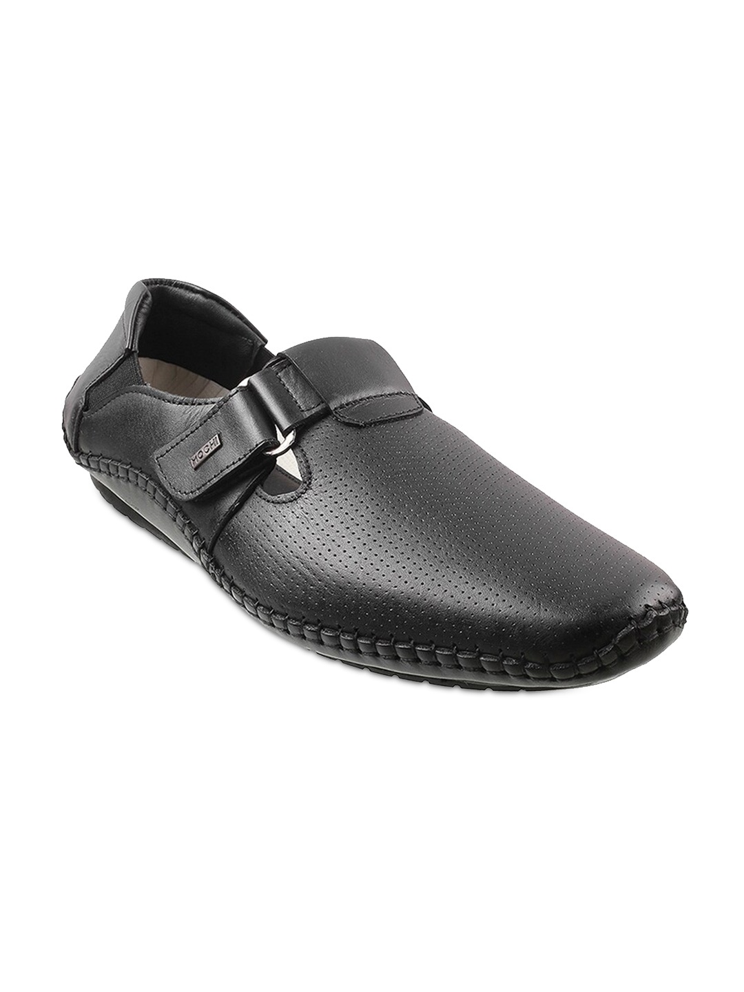 

Mochi Men Black Leather Shoe-Style Sandals